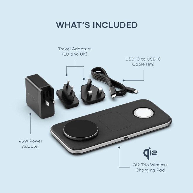 Ασύρματος Φορτιστής Satechi Qi2 Trio Μαγνητική Βάση MagSafe & Qi2 για iPhone / Apple Watch / AirPods 15W - Space Grey (ST-QTPM-EA)