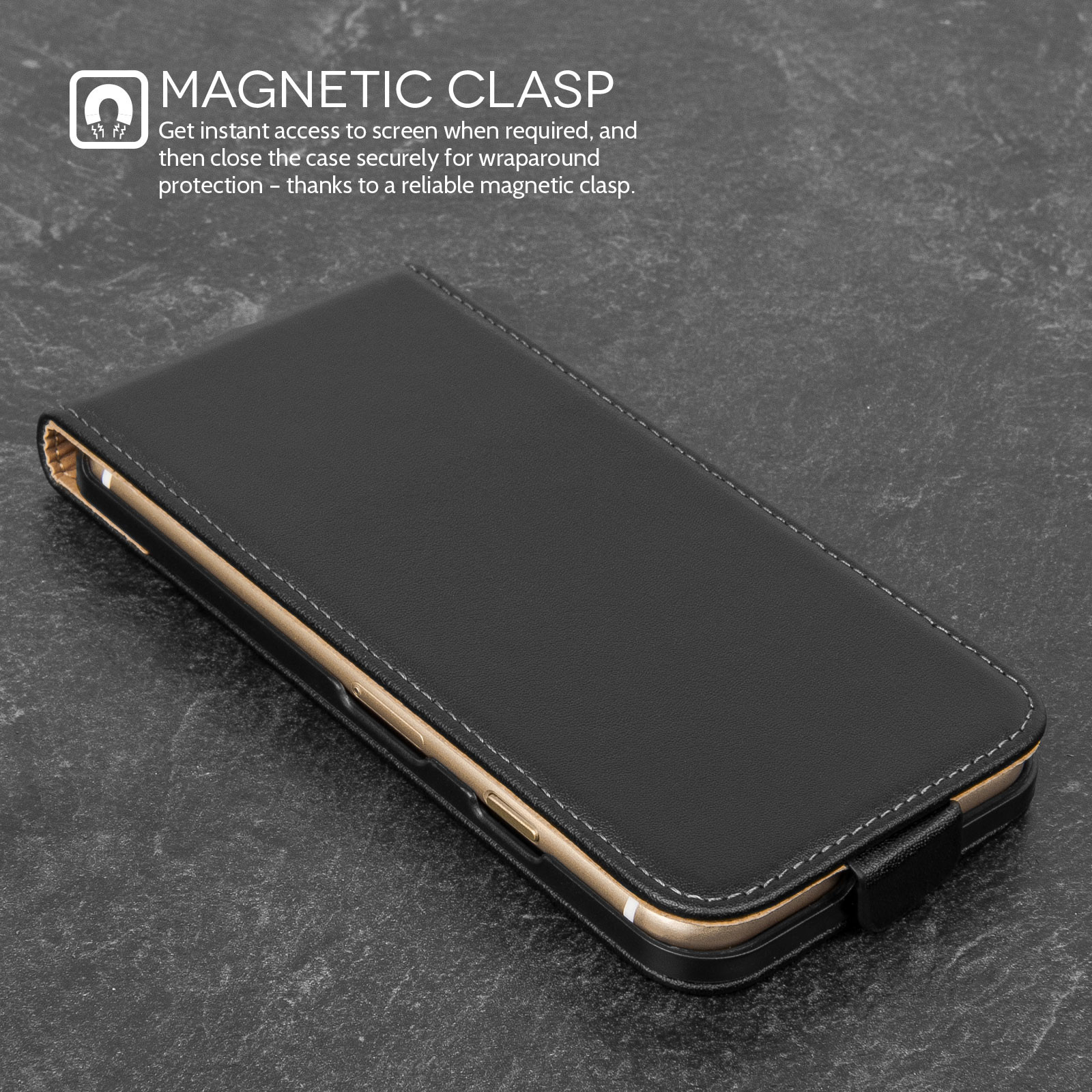 Δερμάτινη Θήκη για iPhone 7 by CaseFlex Μαύρη και δώρο screen protector (200-101-667)