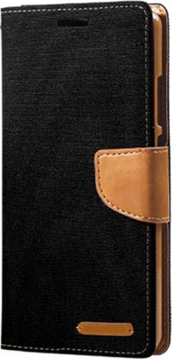 OEM Θήκη Πορτοφόλι Canvas Samsung Galaxy J4 Plus Black - Brown (200-107-800)