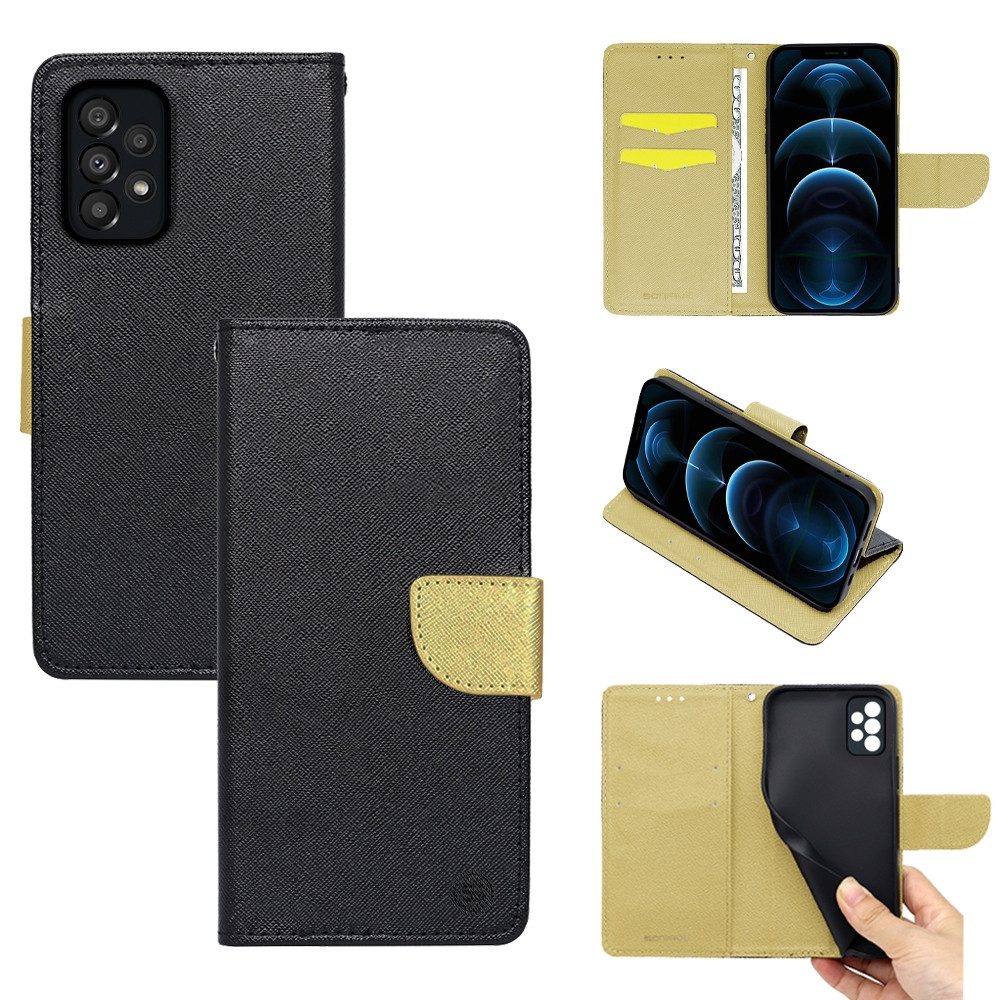 OEM Θήκη-Πορτοφόλι Fancy Book για Samsung Galaxy A33 5G Μαύρο / Χρυσό (200-110-062)