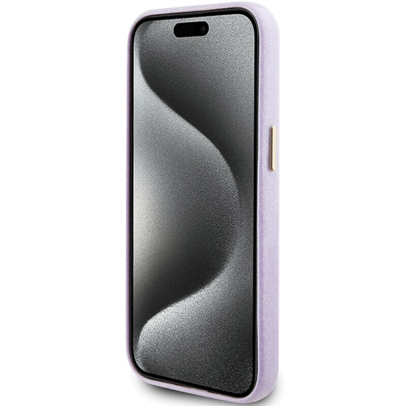 Guess Glitter Glossy Script Θήκη Σιλικόνης iPhone 15 Lilac (GUHCP15SPGMCSL)