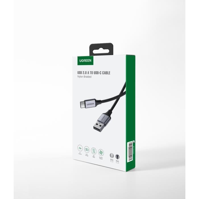 Ugreen Us288 Braided USB 2.0 Cable USB-C male - USB-A Γκρι 1m (60131)