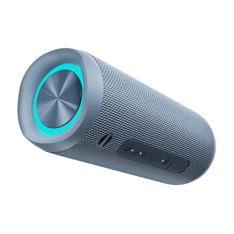 QCY SP7 Blue - Portable Bluetooth Speaker w Stereo Sound 40W, Mic for Calls, RGB Light Show