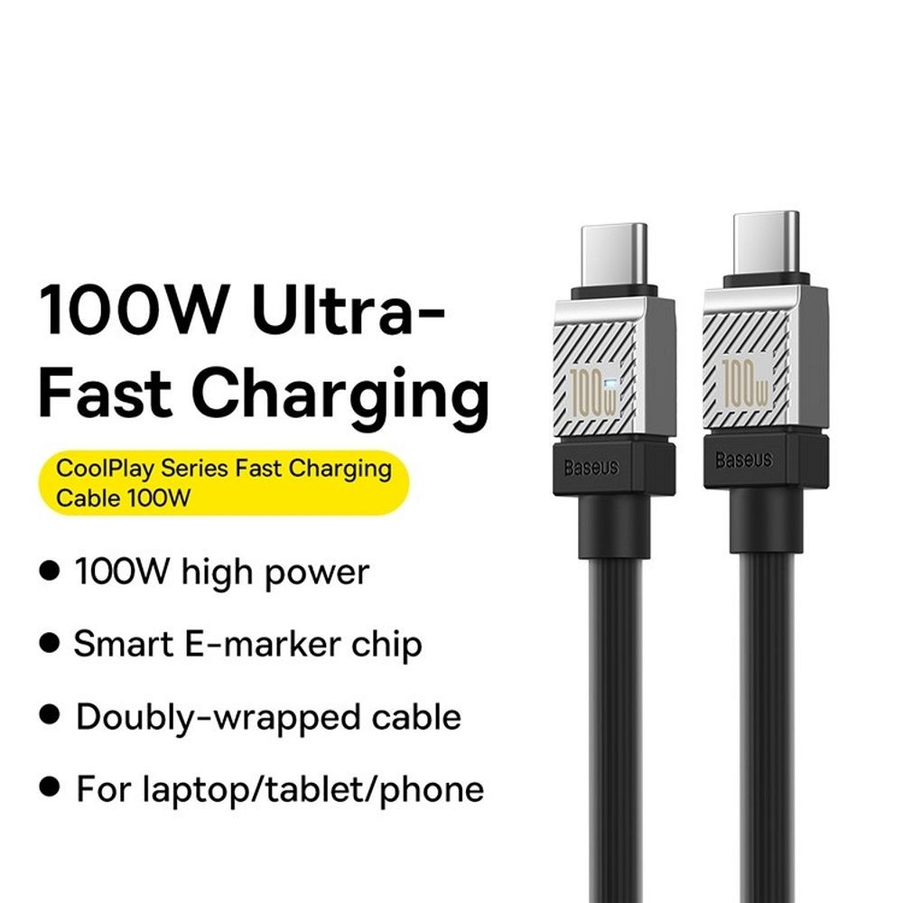 Baseus CoolPlay USB 2.0 Cable USB-C male - USB-C male 100W Μαύρο 1m (CAKW000201) (200-110-553)