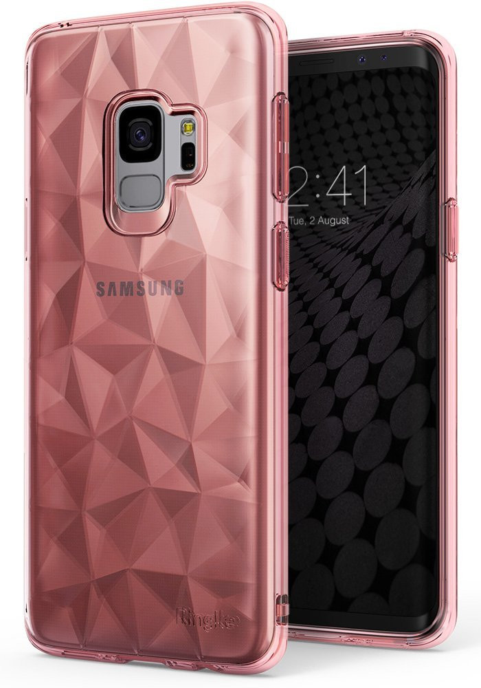 Ringke (Air) Διάφανη Θήκη Σιλικόνης Galaxy S9 με Ανάγλυφο Σχέδιο-Rose Gold