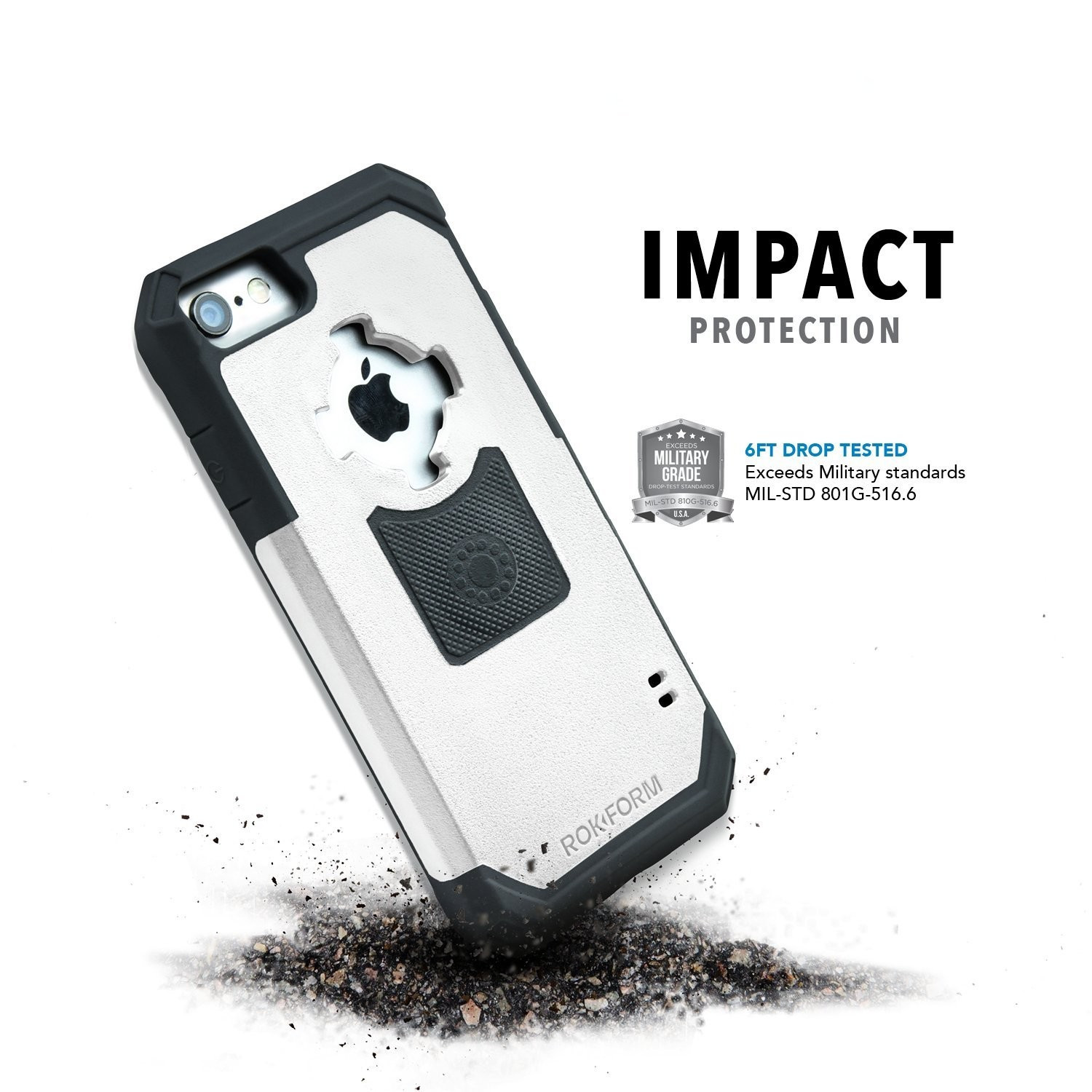 Rokform Θήκη iPhone 7 V3 Case - Rugged White / Grey με Μαγνητική Βάση Αυτοκινήτου (303109)