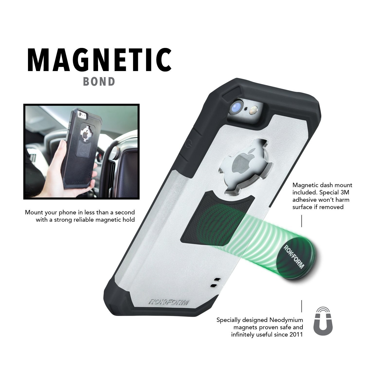 Rokform Θήκη iPhone 7 V3 Case - Rugged White / Grey με Μαγνητική Βάση Αυτοκινήτου (303109)