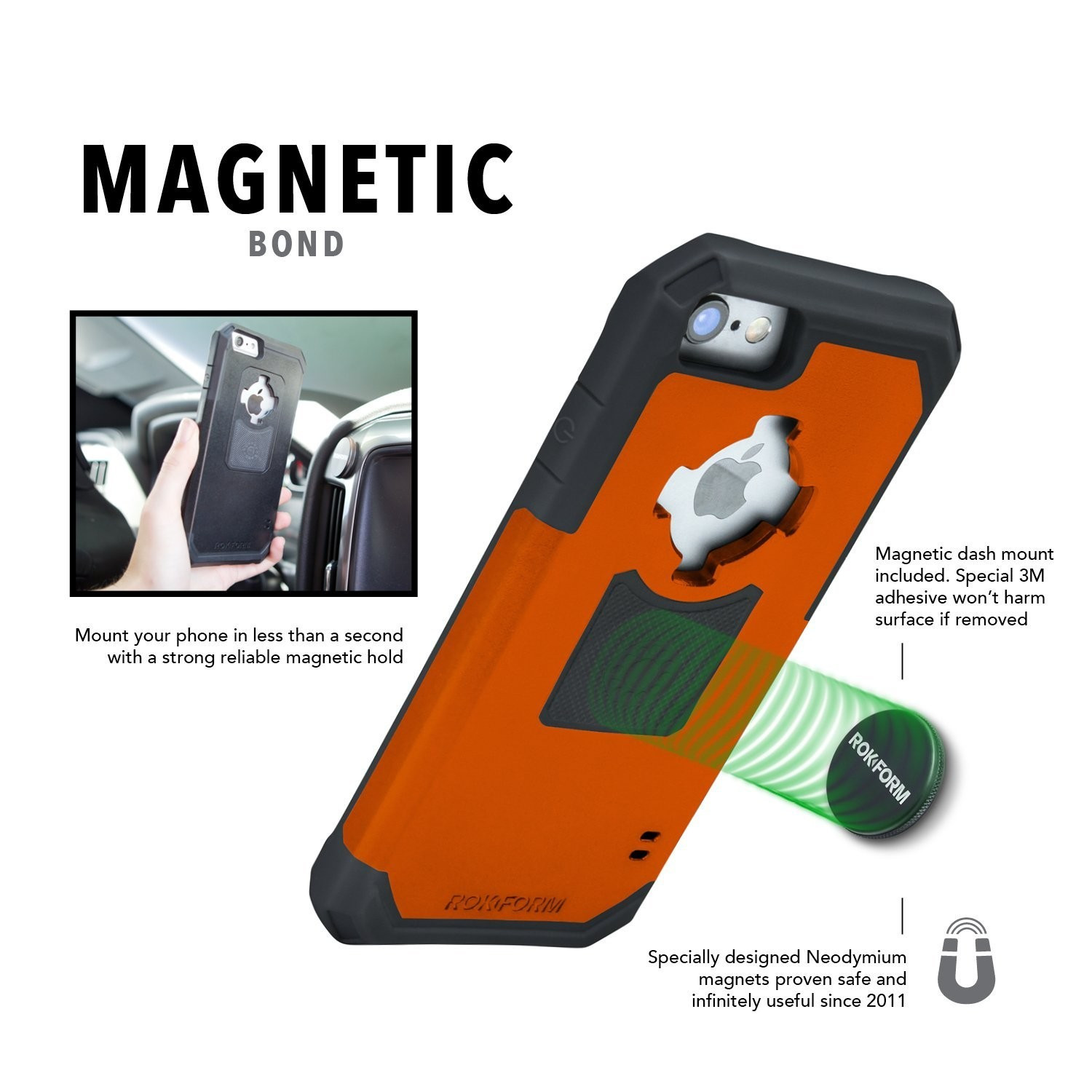 Rokform Θήκη iPhone 7 V3 Case - Orange/Gun Metal με Μαγνητική Βάση Αυτοκινήτου (303154)
