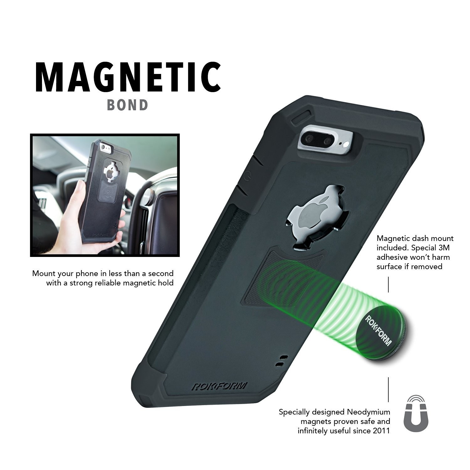 Rokform Θήκη iPhone 7 Plus V3 Case - Rugged Black με Μαγνητική Βάση Αυτοκινήτου (303201)