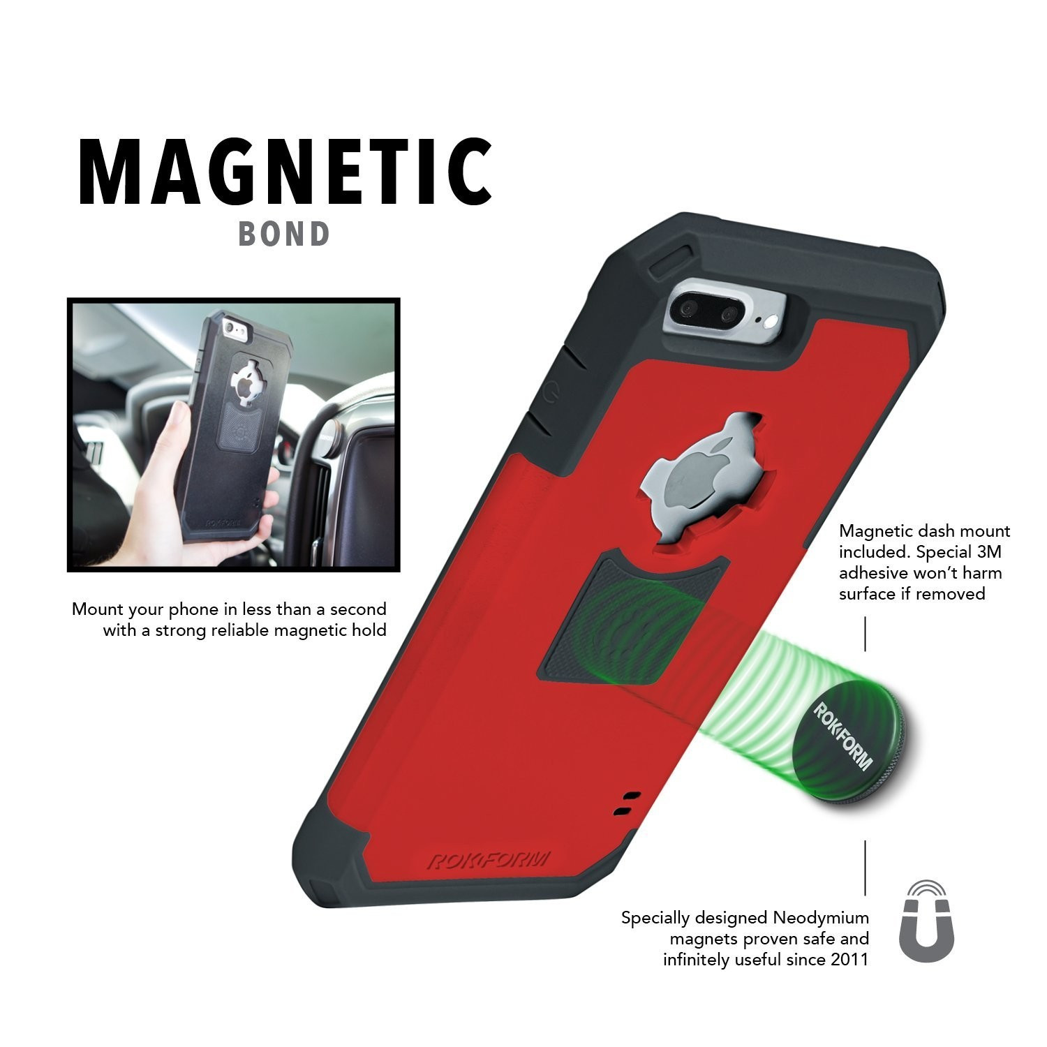 Rokform Θήκη iPhone 7 Plus V3 Case - Rugged Red / Black με Μαγνητική Βάση Αυτοκινήτου (303256)