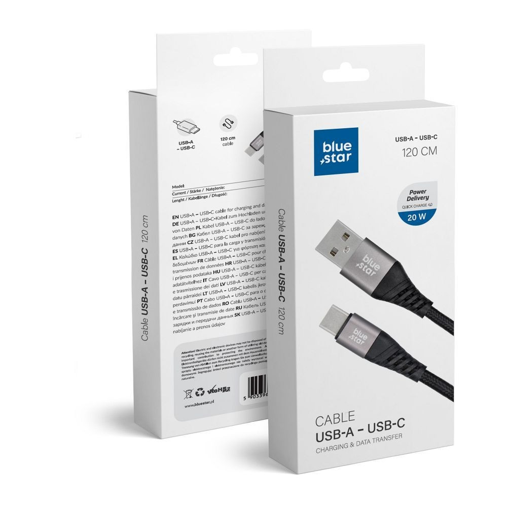 Καλώδιο δεδομένων Blue Star - με υποδοχή USB A σε USB C 20W 3A
