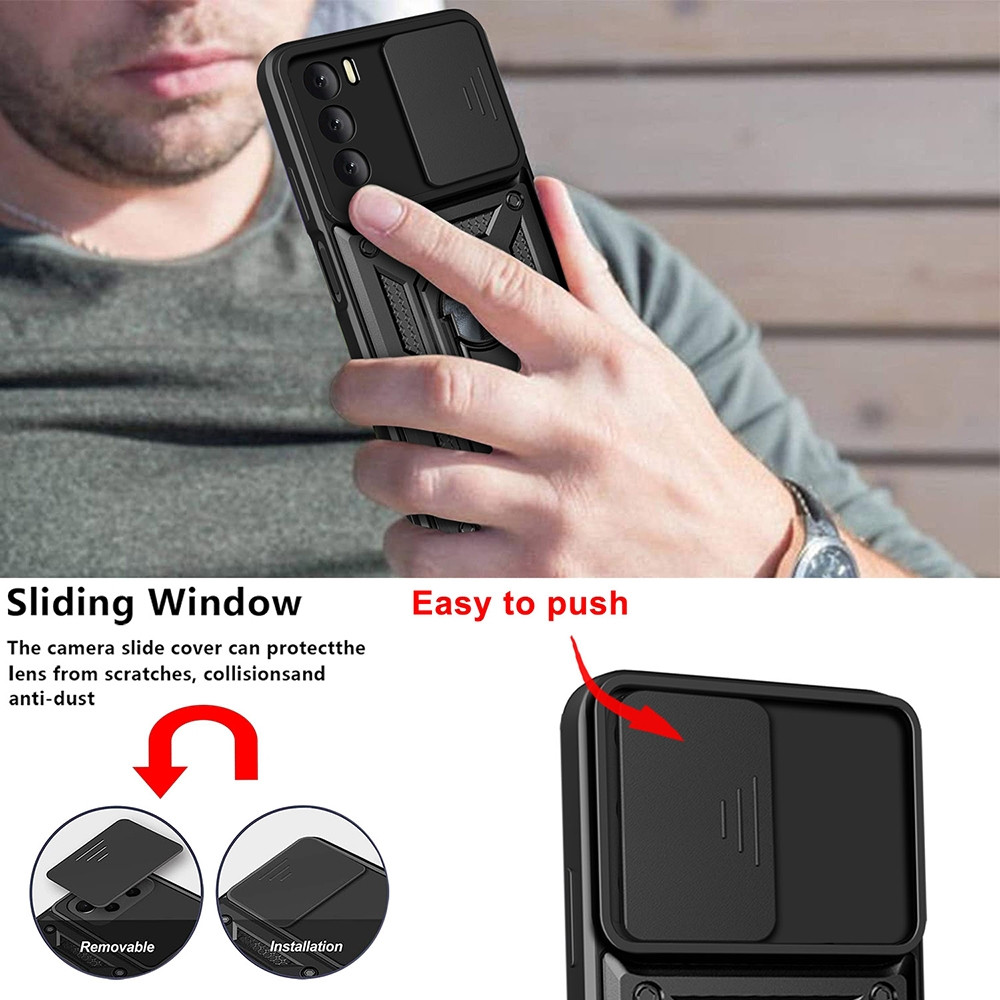 Θήκη Oppo A16 / A16s / A54s Techsuit Camshield Pro Ανθεκτική με Κάλυμμα για την Κάμερα & Ring Holder - Black 