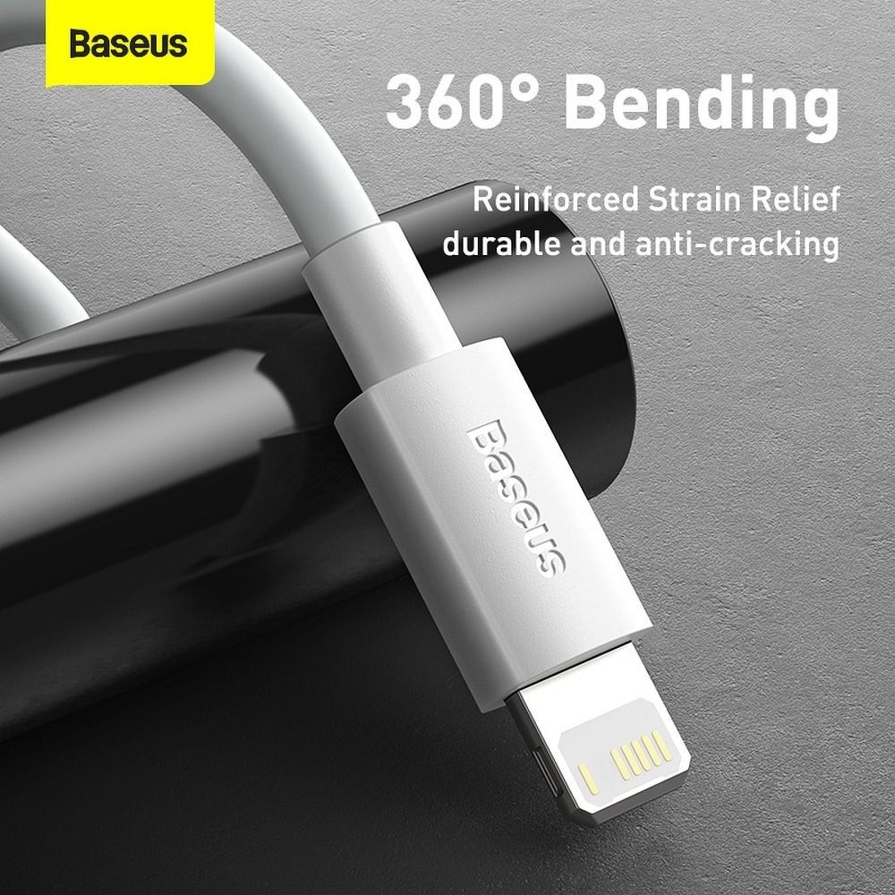 Baseus Καλώδιο USB A σε Lightning 2.4A Wisdom TZCALZJ-02 2 τεμάχια 1,5 m λευκό (6953156230316)