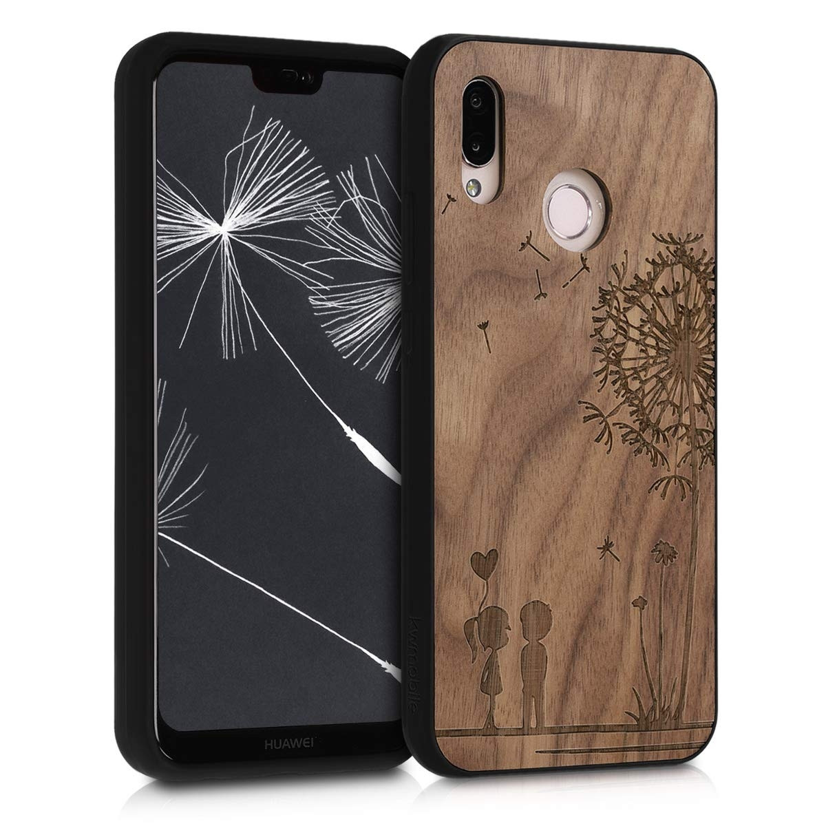 KW Ξύλινη θήκη Huawei P20 Lite - Brown - Dandelion Love - (200-104-392)