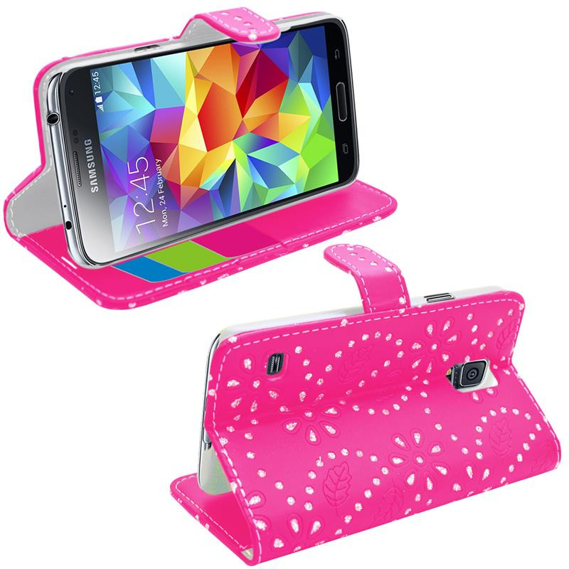 Θήκη- Πορτοφόλι για Samsung Galaxy S4 mini floral ροζ