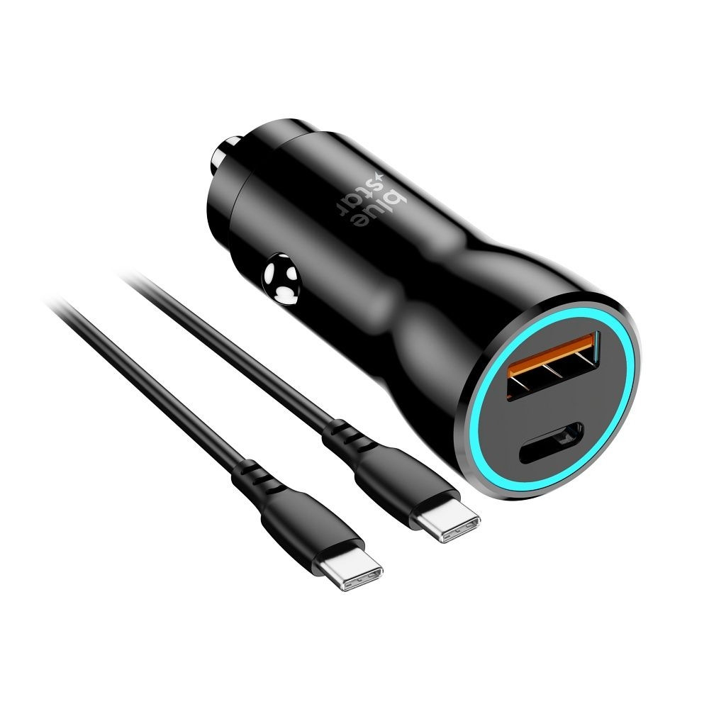 Φορτιστής αυτοκινήτου Blue Star 25W (PD, QC 3.0, AFC, PPS) με υποδοχή USB C και καλώδιο δεδομένων USB CC 60W (5903396275791)
