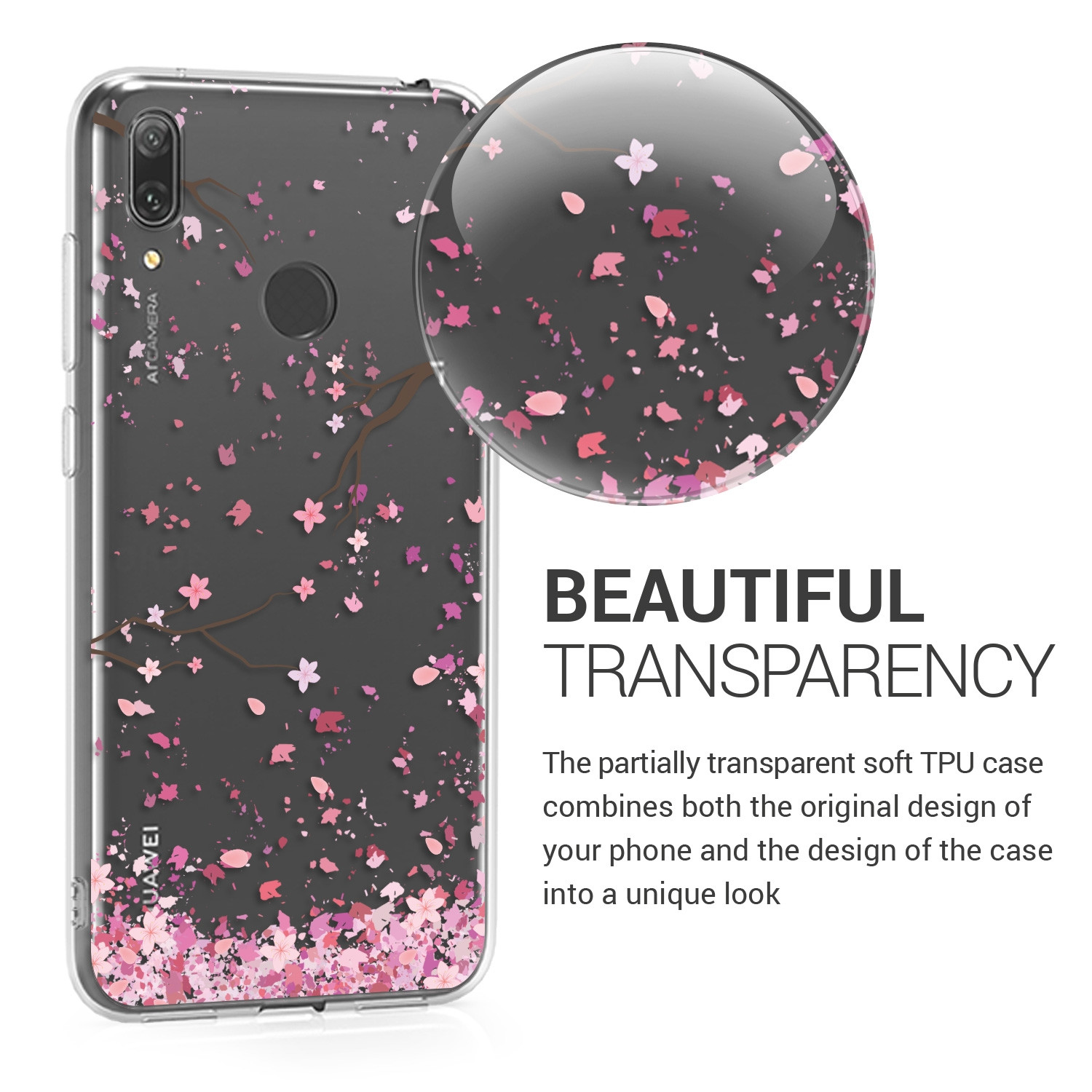 KW Θήκη Σιλικόνης Huawei Y7 (2019) / Y7 Prime (2019) - Light Pink / Dark Brown / Transparent (200-104-739)