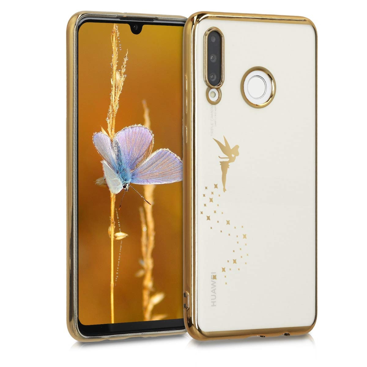 Θήκη Σιλικόνης για Huawei P30 Lite Fairy Gold/Transparent by KW (200-105-157)