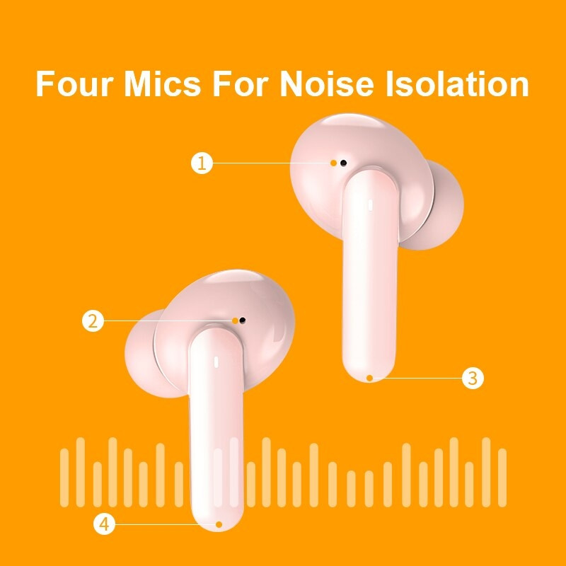 QCY T10 TWS WHITE Dual Driver 4-mic noise cancel. True Wireless Earbuds - Quick Charge 600mAh