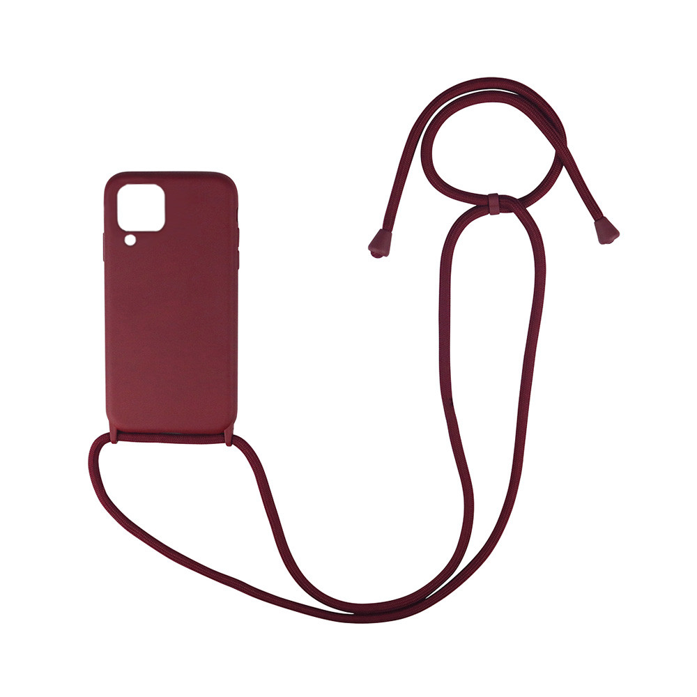 Θήκη Σιλικόνης με Κορδόνι CarryHang για Samsung - My Colors - Μπορντώ - Samsung Galaxy A12/M12