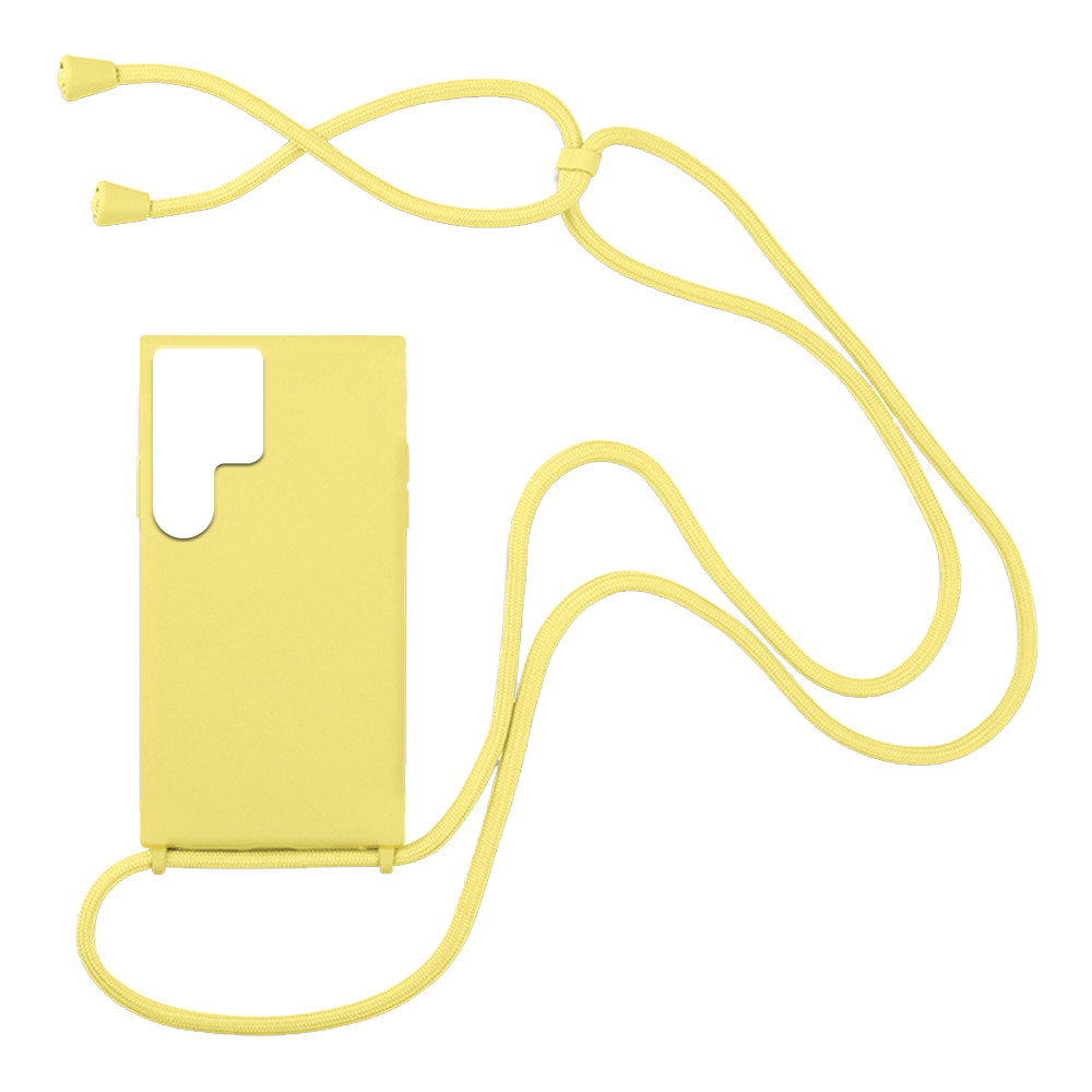 Θήκη Σιλικόνης με Κορδόνι CarryHang για Samsung - My Colors - Κίτρινο - Samsung Galaxy S22 Ultra