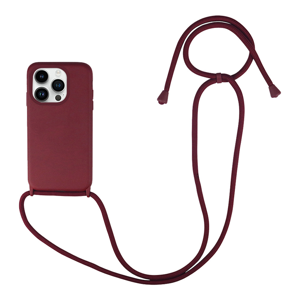 Θήκη Σιλικόνης με Κορδόνι CarryHang για Apple - My Colors - Μπορντώ - iPhone 14 Pro
