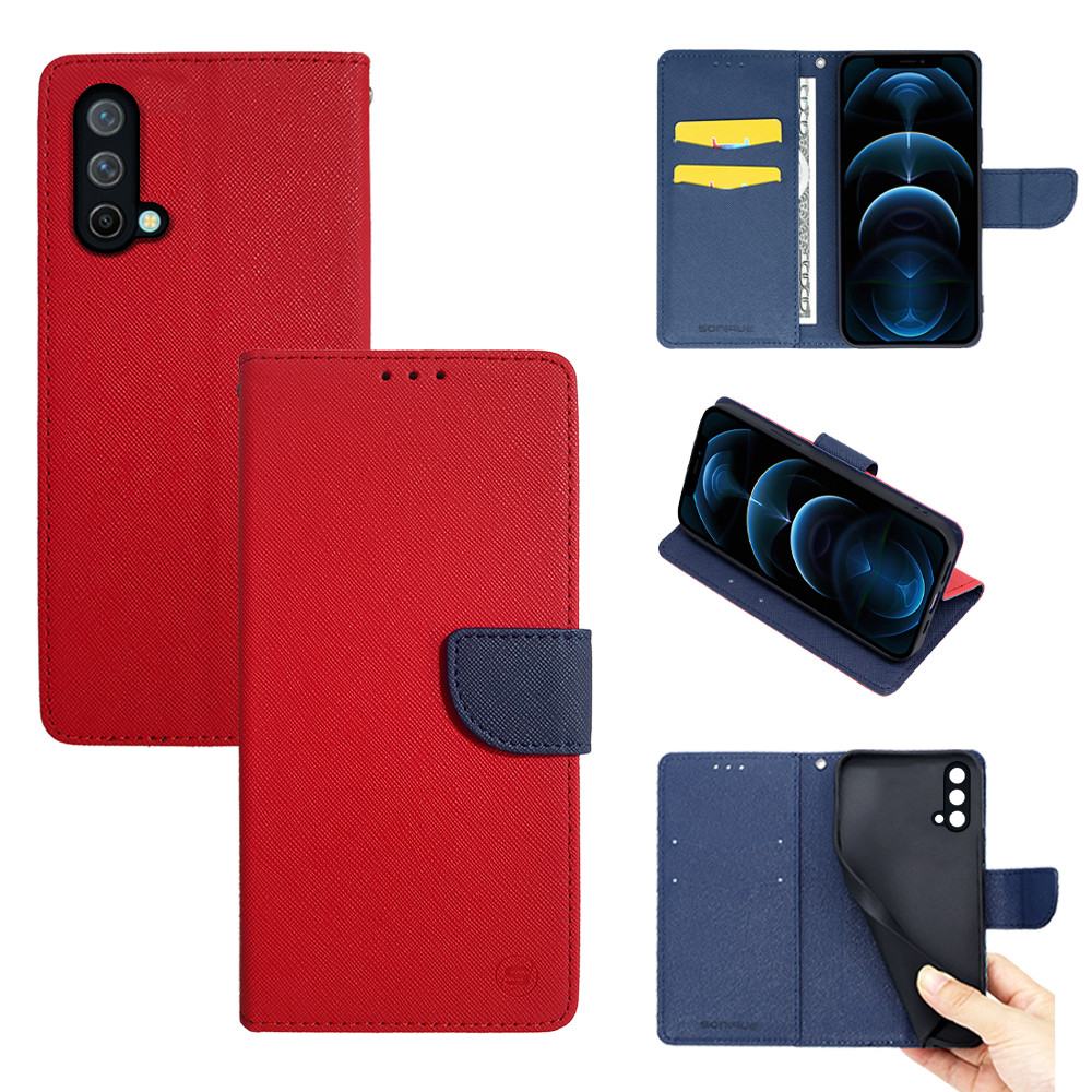 Θήκη Βιβλίο Sonique Trend Book για OnePlus - Sonique - Κόκκινο / Σκούρο Μπλε - OnePlus Nord CE 5G