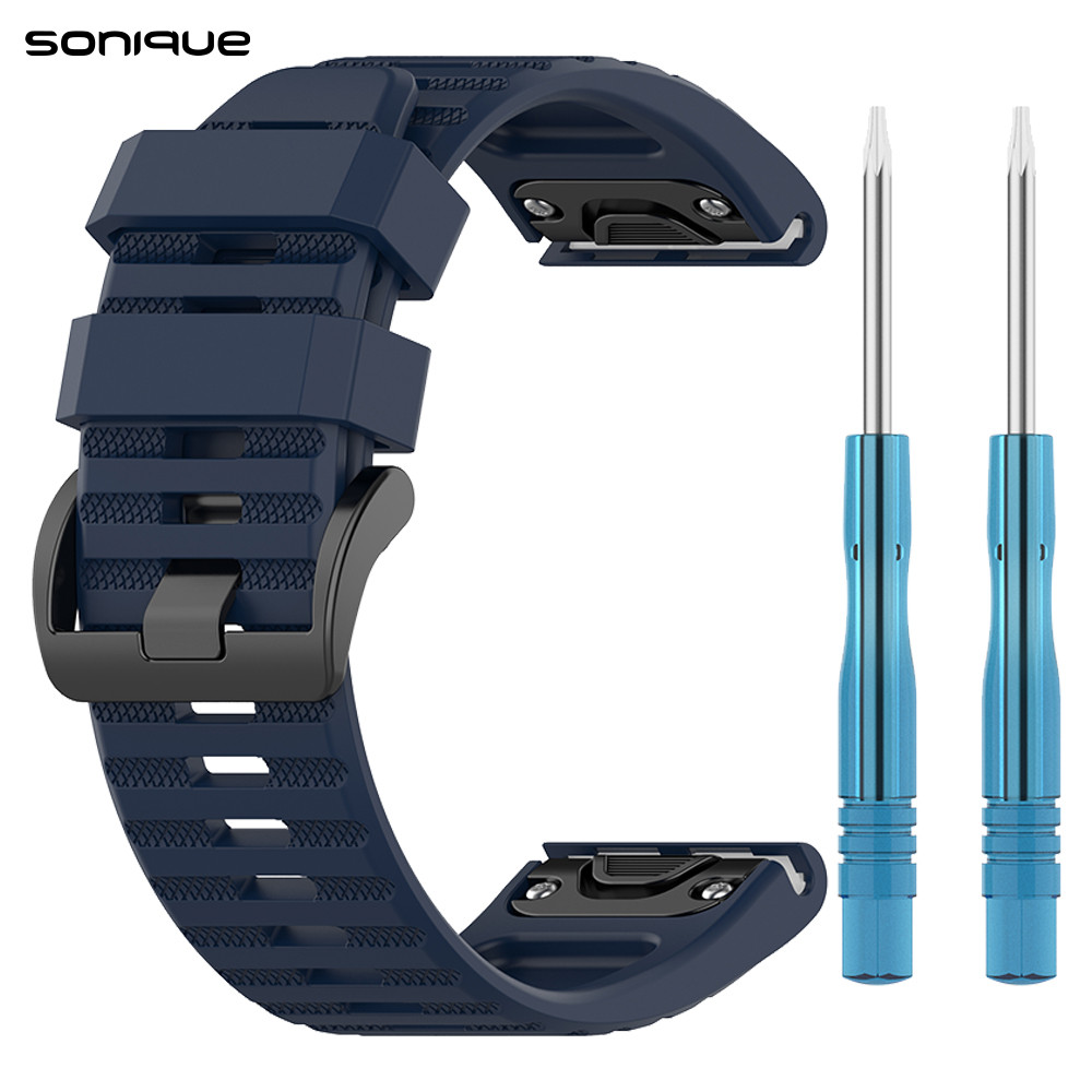 Sonique Λουράκι Σιλικόνης Stripe Band 26mm για Garmin Fenix 3/3HR/5X/5X PLUS/6X/6X PRO/7X/Tactix 7/Tactix Delta/Enduro  - Μπλε Σκούρο