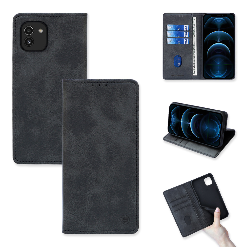 Θήκη Βιβλίο Vintage Magnet Book Sonique για Samsung - Sonique - Μαύρο - Samsung Galaxy A03 4G