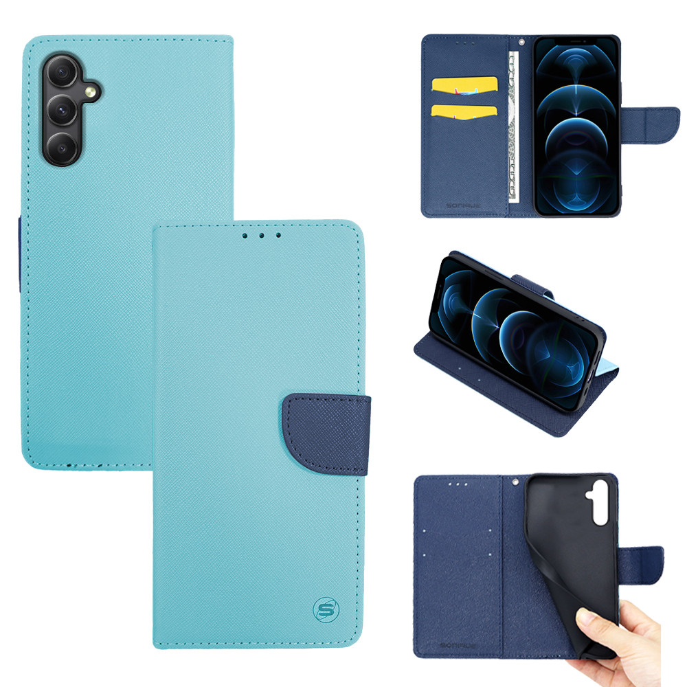 Θήκη Βιβλίο Sonique Trend Book Samsung - Sonique - Σιέλ / Σκούρο Μπλε - Galaxy A34 5G 