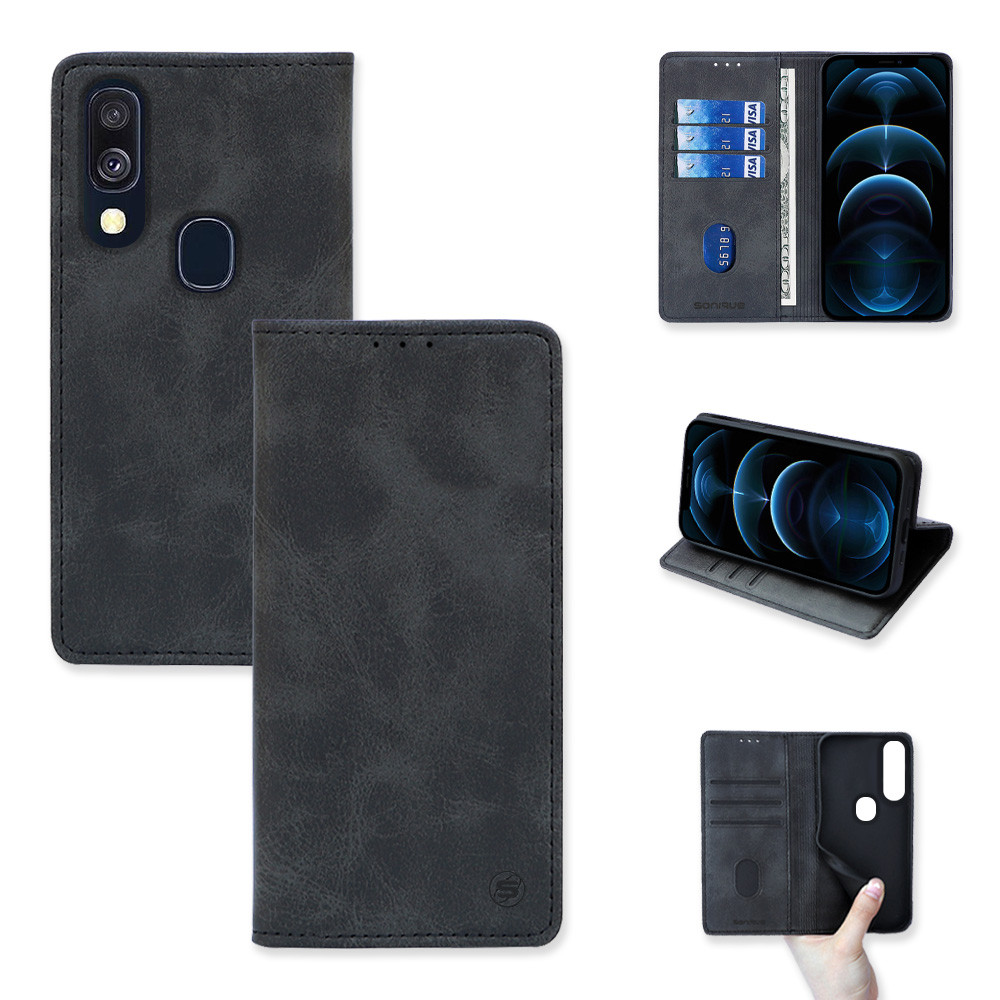 Θήκη Πορτοφόλι Vintage Magnet Wallet Sonique Samsung Galaxy A40 Μαύρο