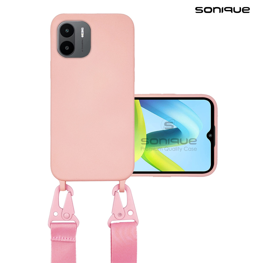 Θήκη Σιλικόνης με Strap CarryHang Sonique Xiaomi Redmi A1 / Redmi A2 Ροζ - Sonique - Ροζ - Redmi A1, Redmi A2 - Θήκες Πλάτης