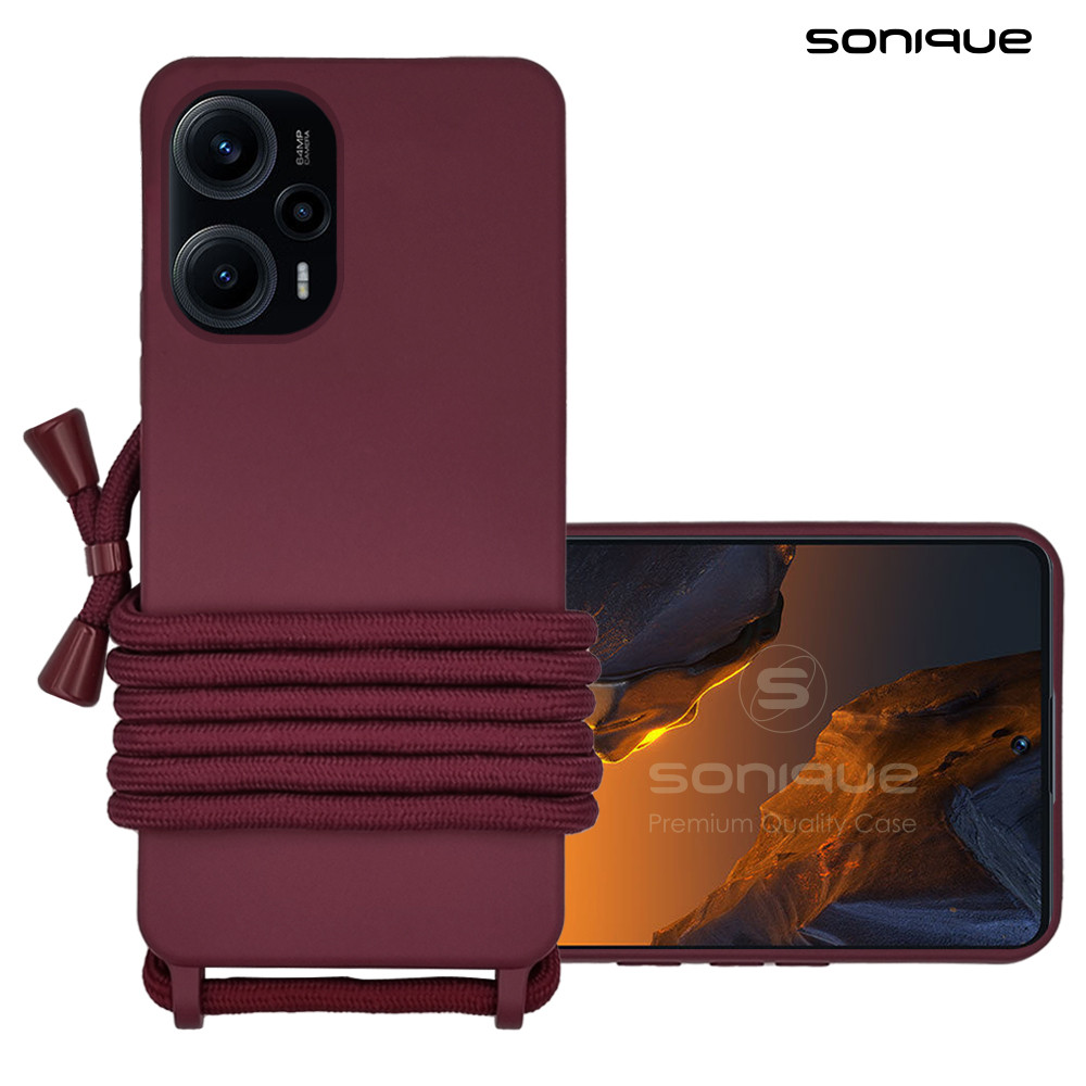 Θήκη Σιλικόνης με Κορδόνι CarryHang Sonique Xiaomi Poco F5 5G Μπορντώ - Sonique - Μπορντώ - Poco F5 5G - Θήκες Πλάτης