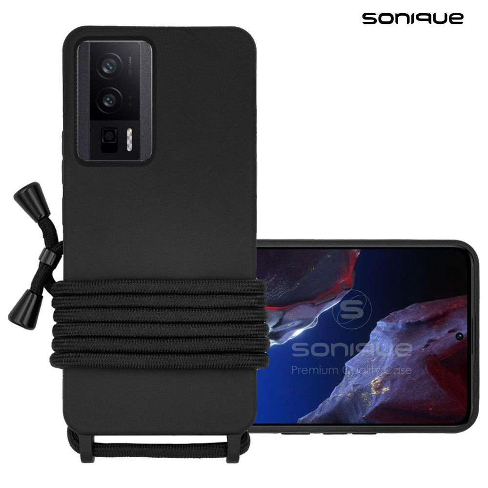 Θήκη Σιλικόνης με Κορδόνι CarryHang Sonique Xiaomi Poco F5 Pro 5G Μαύρο - Sonique - Μαύρο - Poco F5 Pro 5G - Θήκες Πλάτης