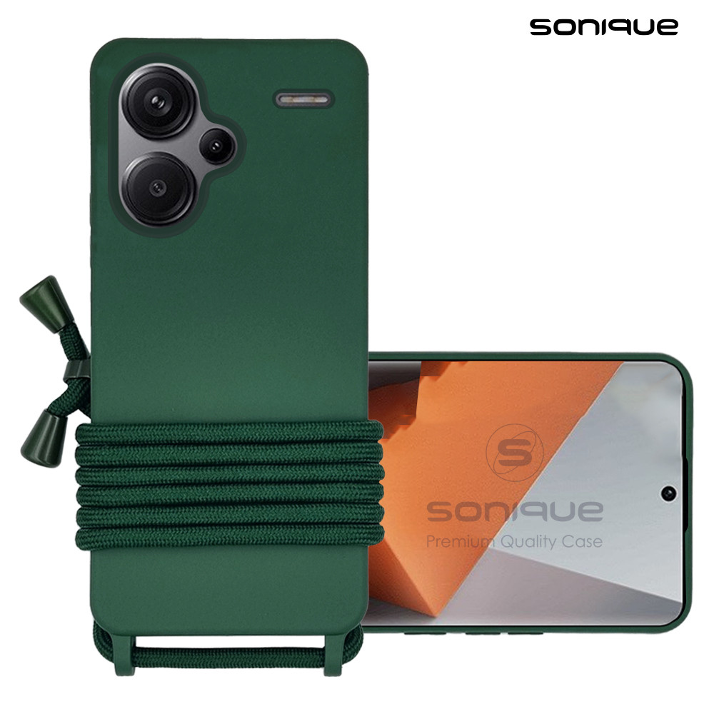 Θήκη Σιλικόνης με Κορδόνι CarryHang Sonique Xiaomi Redmi Note 13 Pro Plus 5G Πράσινο Σκούρο - Sonique - Πράσινο Σκούρο - Redmi Note 13 Pro Plus 5G