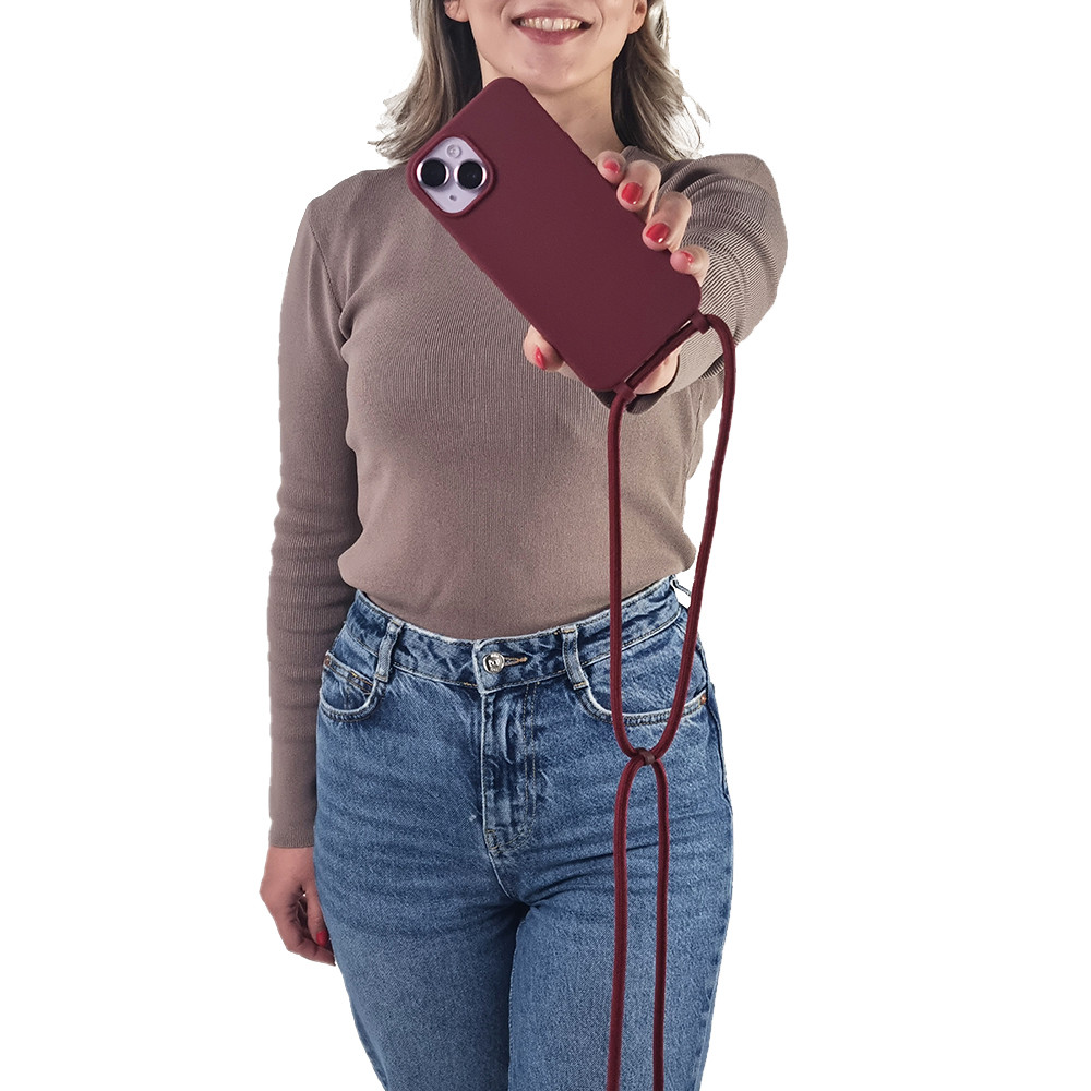 Θήκη Σιλικόνης με Κορδόνι CarryHang Sonique Samsung Galaxy A25 5G Μπορντώ - Sonique - Μπορντώ - Galaxy A25 5G - Θήκες Πλάτης