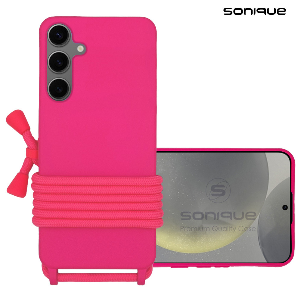 Θήκη Σιλικόνης με Κορδόνι CarryHang Sonique Samsung Galaxy S24 Φουξ