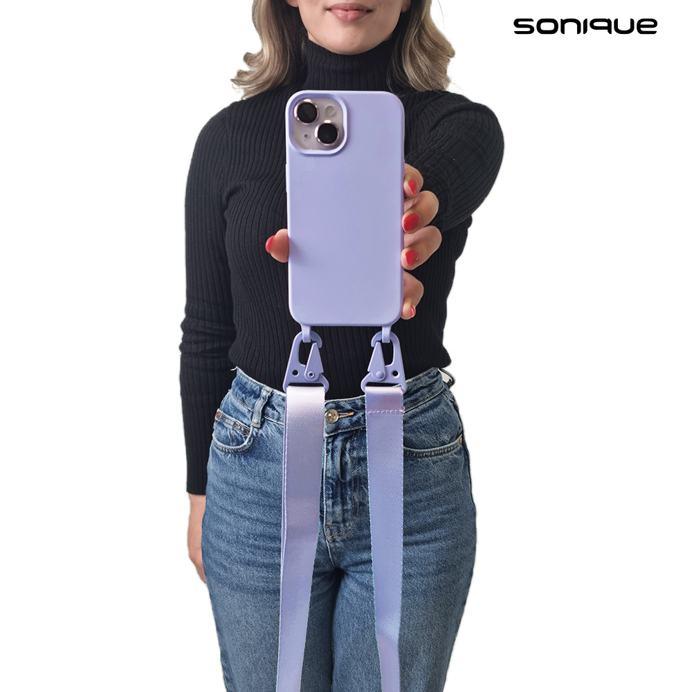 Θήκη Σιλικόνης με Strap CarryHang Sonique Apple iPhone 15 Λιλά - Sonique - Λιλά - iPhone 15 - Θήκες Πλάτης