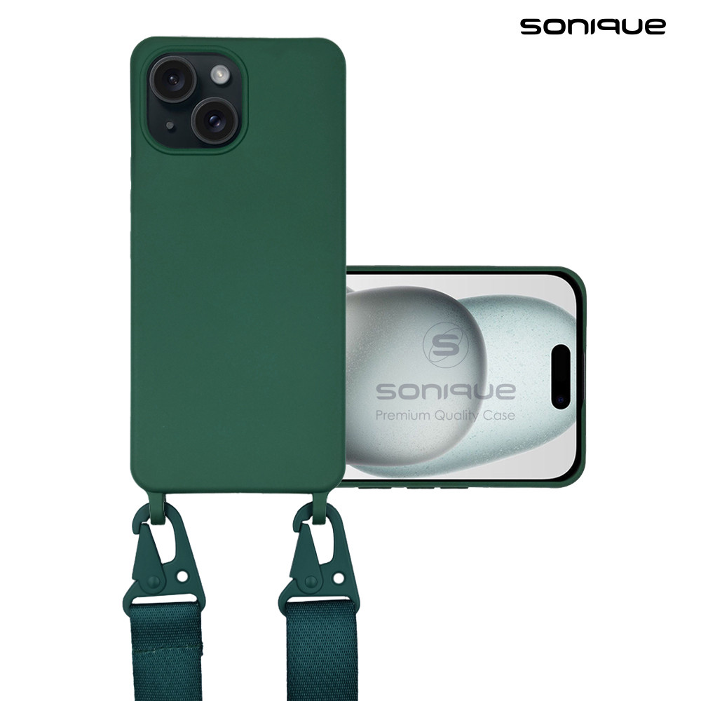 Θήκη Σιλικόνης με Strap CarryHang Sonique Apple iPhone 15 Πράσινο Σκούρο - Sonique - Πράσινο Σκούρο - iPhone 15 - Θήκες Πλάτης