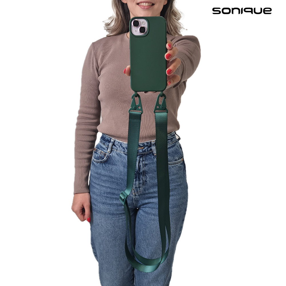 Θήκη Σιλικόνης με Strap CarryHang Sonique Apple iPhone 15 Plus Πράσινο Σκούρο - Sonique - Πράσινο Σκούρο - iPhone 15 Plus - Θήκες Πλάτης