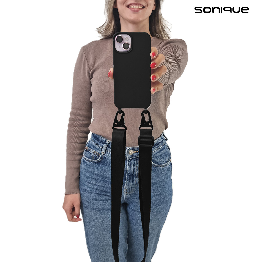Θήκη Σιλικόνης με Strap CarryHang Sonique Apple iPhone 15 Pro Max Μαύρο - Sonique - Μαύρο - iPhone 15 Pro Max - Θήκες Πλάτης