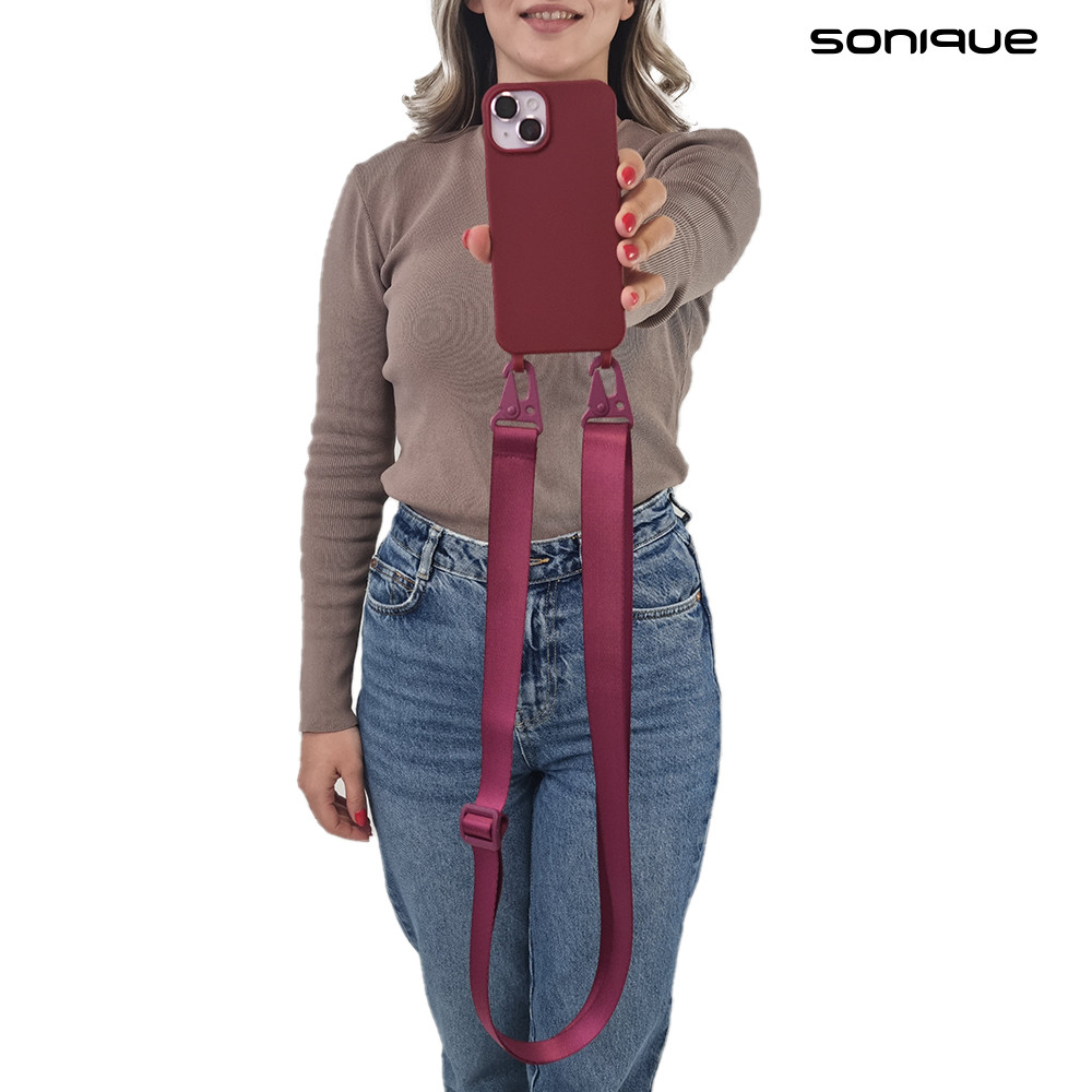Θήκη Σιλικόνης με Strap CarryHang Sonique Apple iPhone 15 Pro Max Μπορντώ - Sonique - Μπορντώ - iPhone 15 Pro Max - Θήκες Πλάτης