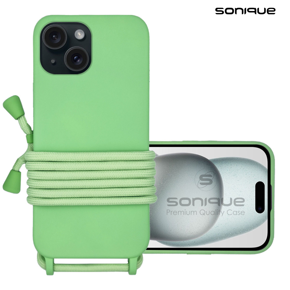 Θήκη Σιλικόνης με Κορδόνι CarryHang Sonique Apple iPhone 15 Πράσινο Ανοιχτό - Sonique - Πράσινο Ανοιχτό - iPhone 15 - Θήκες Πλάτης