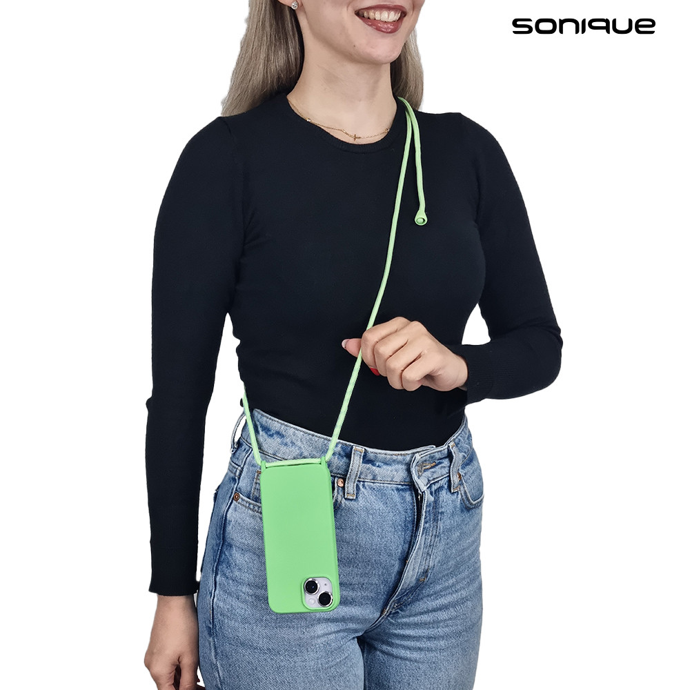 Θήκη Σιλικόνης με Κορδόνι CarryHang Sonique Apple iPhone 15 Πράσινο Ανοιχτό - Sonique - Πράσινο Ανοιχτό - iPhone 15 - Θήκες Πλάτης