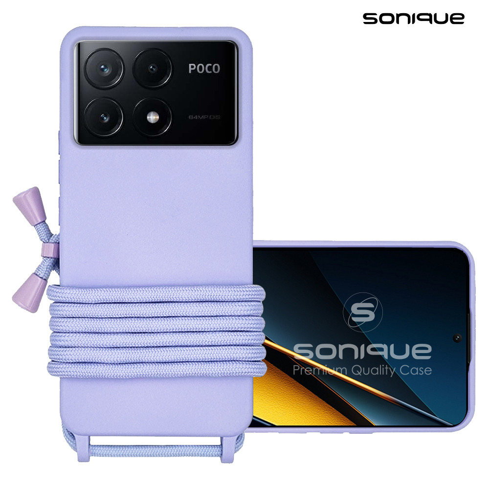 Θήκη Σιλικόνης με Κορδόνι CarryHang Sonique Xiaomi Poco X6 Pro 5G Λιλά - Sonique - Λιλά - Poco X6 Pro 5G - Θήκες Πλάτης