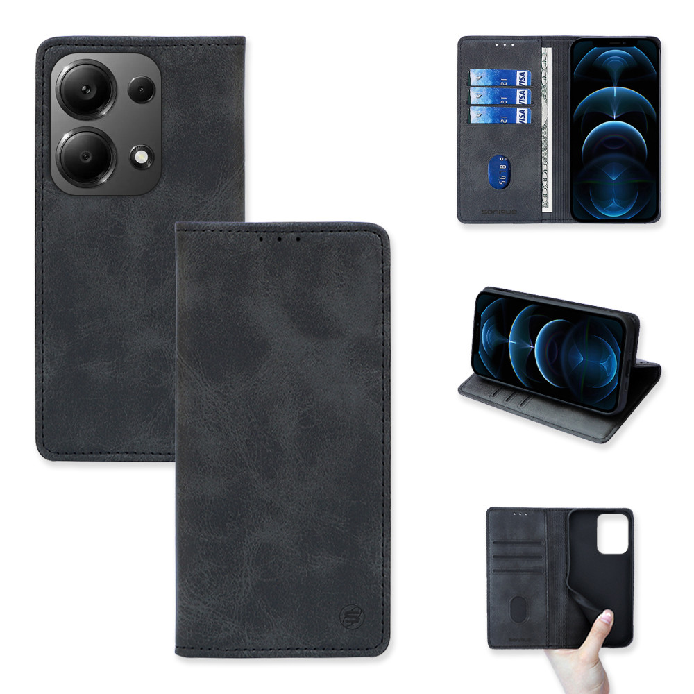 Θήκη Πορτοφόλι Vintage Magnet Wallet Sonique Xiaomi Redmi Note 13 Pro 4G / Poco M6 Pro 4G Μαύρο - Sonique - Μαύρο - Poco M6 Pro 4G, Redmi Note 13 Pro 4G - Θήκη Πορτοφόλι
