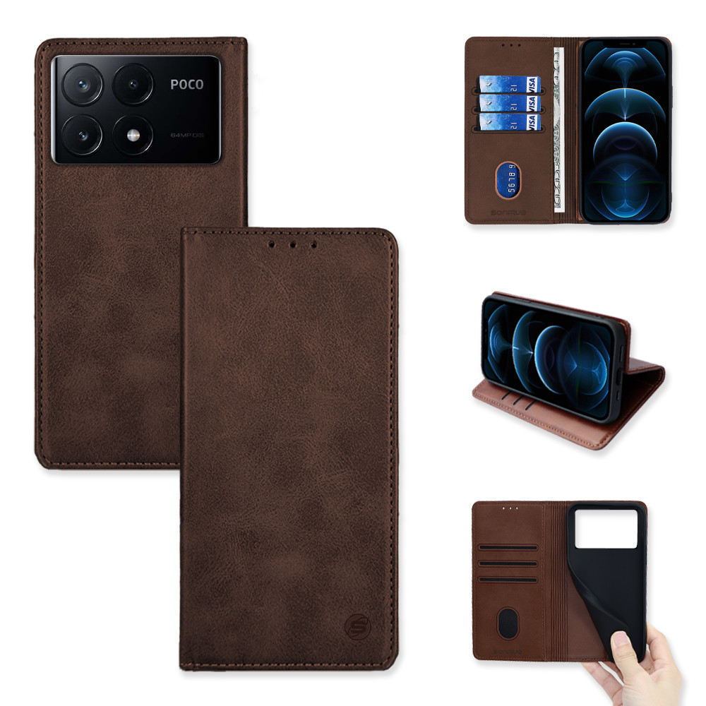 Θήκη Πορτοφόλι Vintage Magnet Wallet Sonique Xiaomi Poco X6 Pro 5G Καφέ - Sonique - Καφέ - Poco X6 Pro 5G - Θήκη Πορτοφόλι