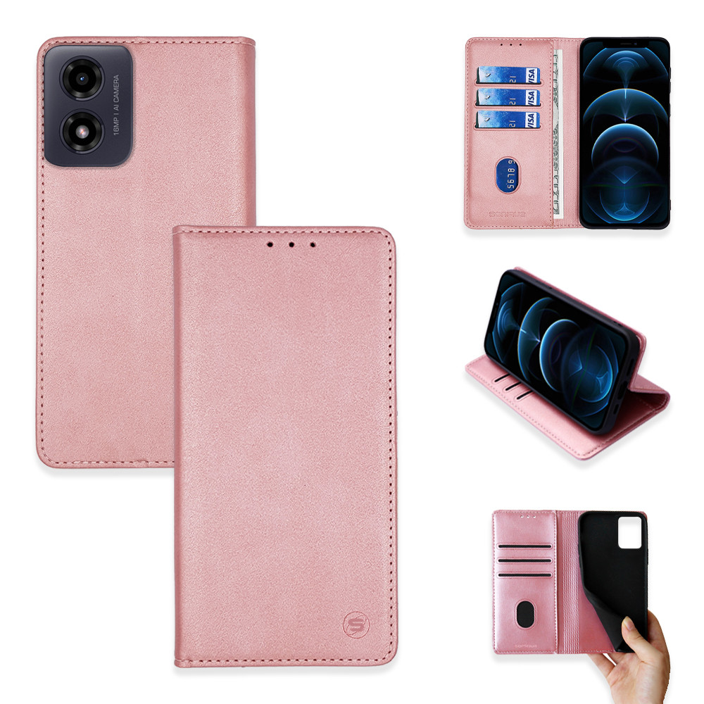 Θήκη Πορτοφόλι Vintage Magnet Wallet Sonique Motorola Moto G04 / G04s Ροζ Χρυσό - Sonique - Ροζ Χρυσό - G04s, Moto G04 - Θήκη Πορτοφόλι