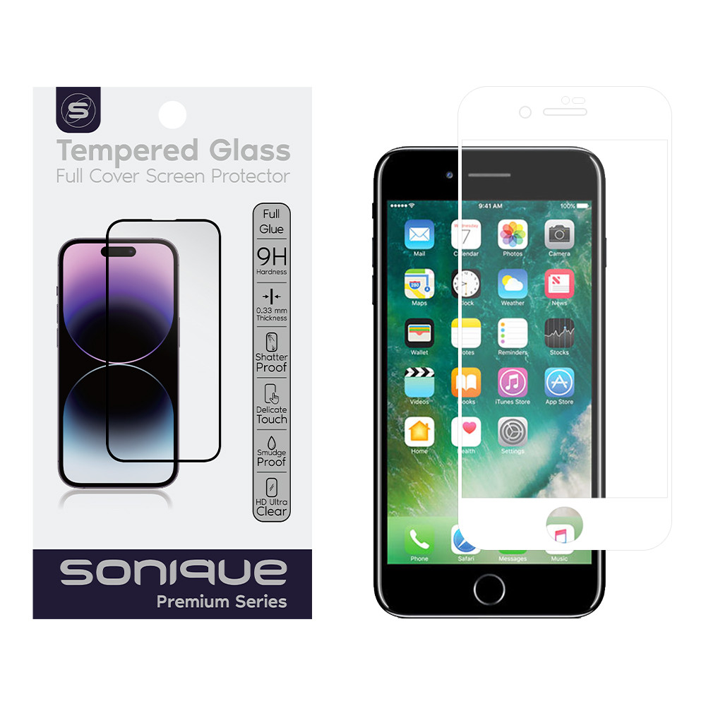 Hardy Glass Sonique Premium Series HD Full Cover 9H Apple iPhone 7 Plus / iPhone 8 Plus Λευκό - Sonique - Λευκό - iphone 7 Plus, iphone 8 Plus