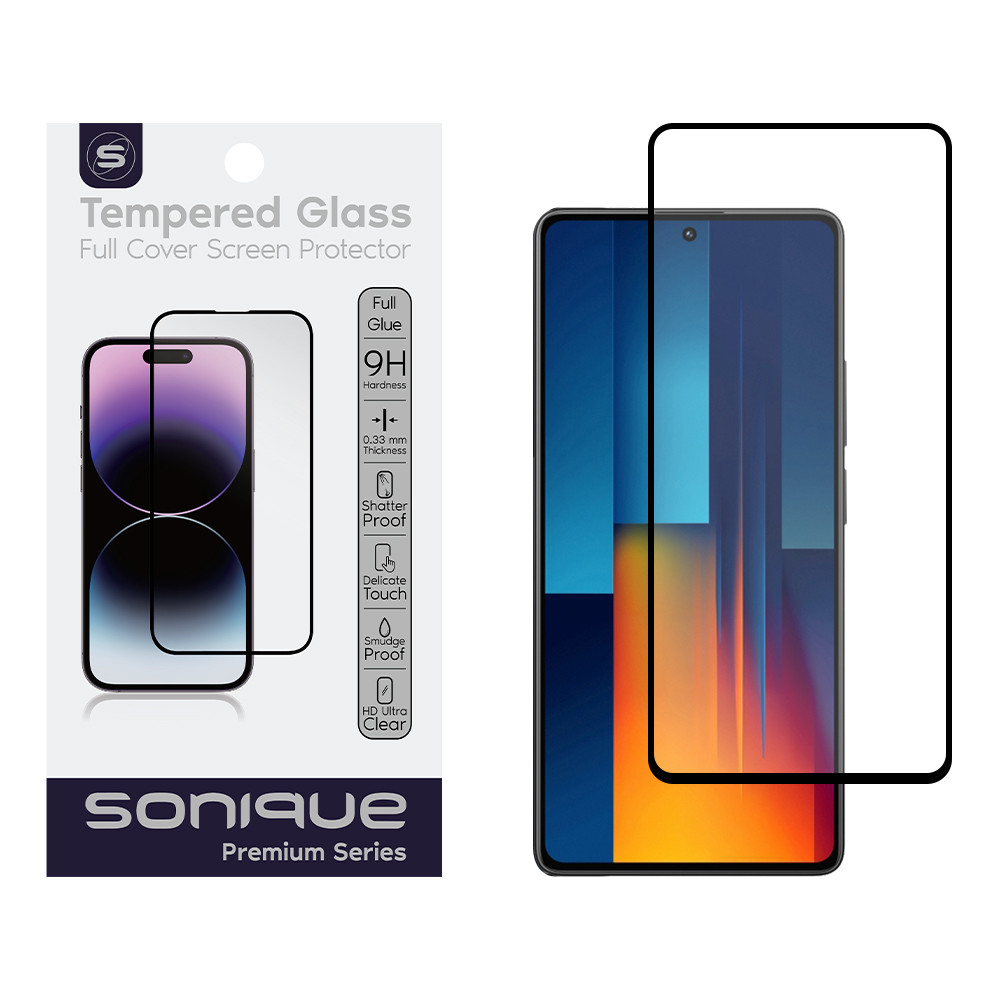 Hardy Glass Sonique Premium Series HD Full Cover 9H Xiaomi Poco M6 Pro 4G Μαύρο - Sonique - Μαύρο - Poco M6 Pro 4G